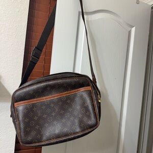 Louis Vuitton Brown Monogram Messenger Bag with Tan Trim